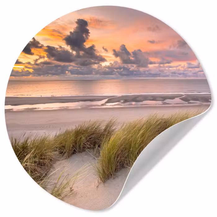 Behangcirkel - Zonsondergang - Duin - Strand - Planten - Zee