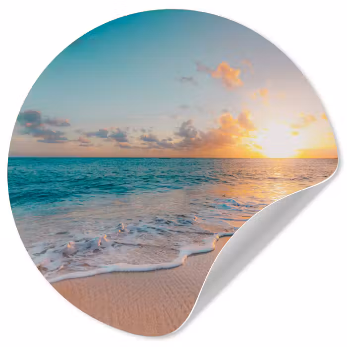Behangcirkel - Zonsondergang - Strand - Zee - Zomer - Blauw