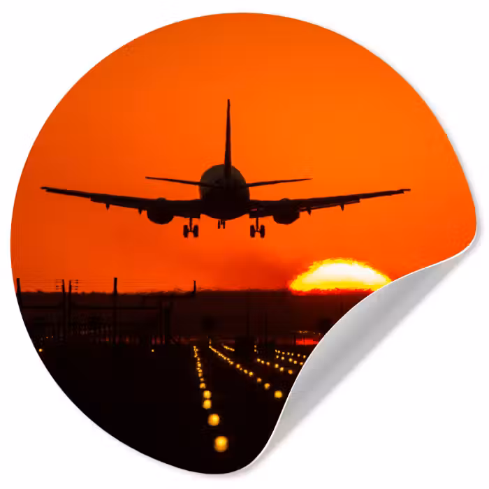 Behangcirkel - Zonsondergang - Vliegtuig - Oranje - Zon