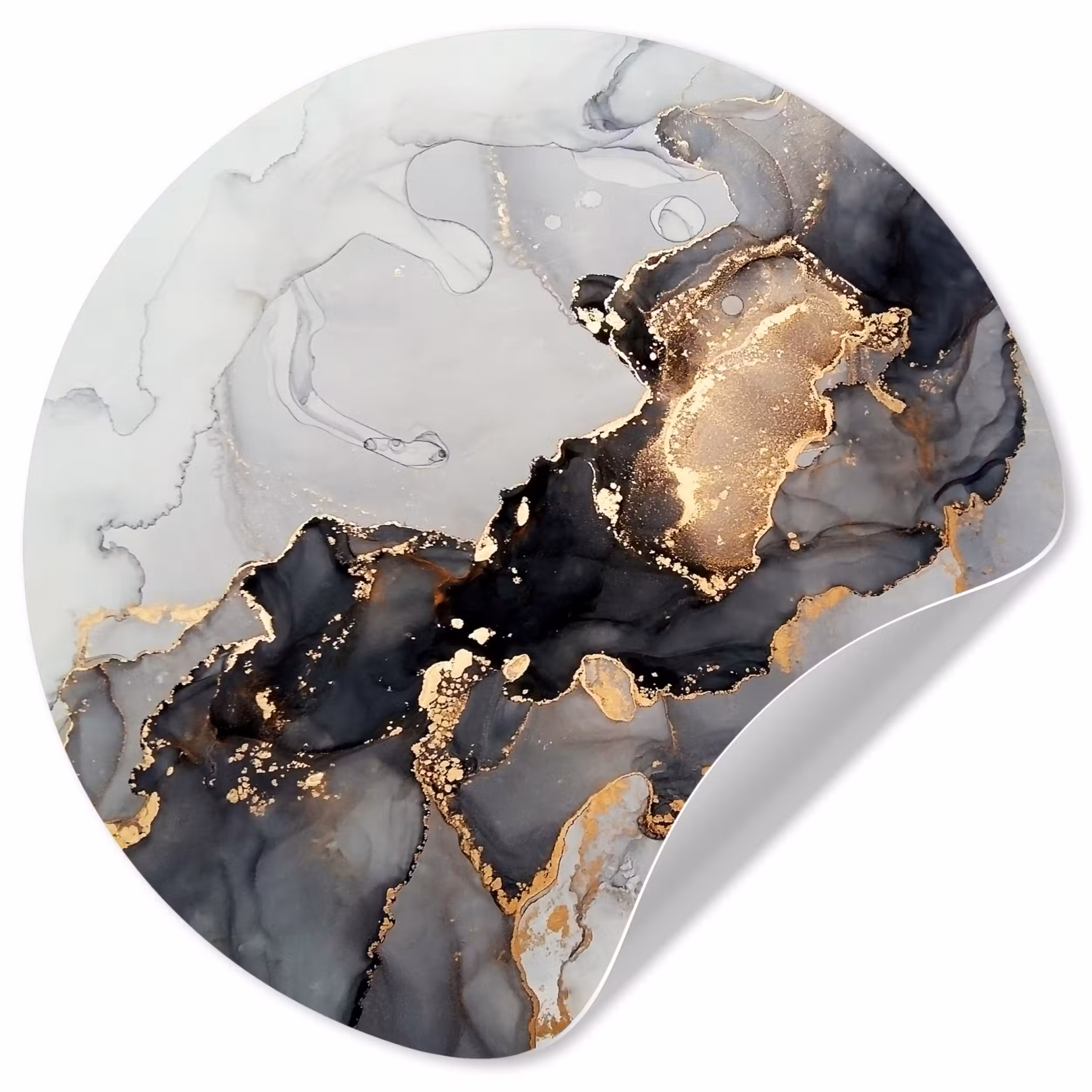 Behangcirkel - Zwart - Marmer - Luxe - Goud