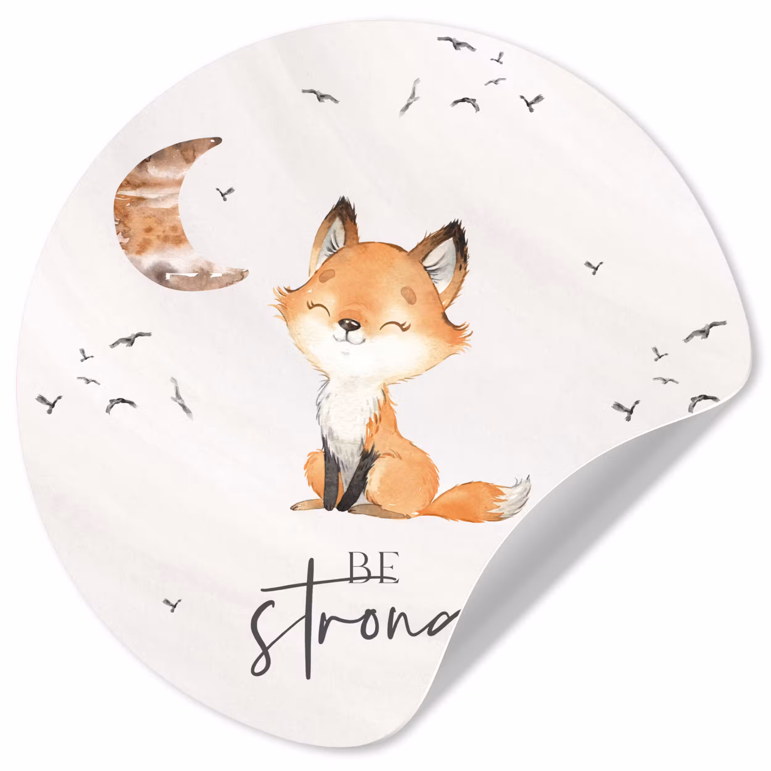 Behangcirkel - Quotes - Waterverf - Be strong - Kinderen - Vos - Dieren