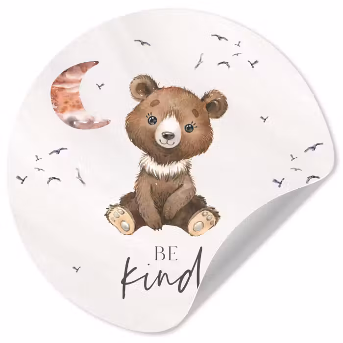 Behangcirkel - Spreuken - Be kind - Kinderen - Teddybeer - Waterverf