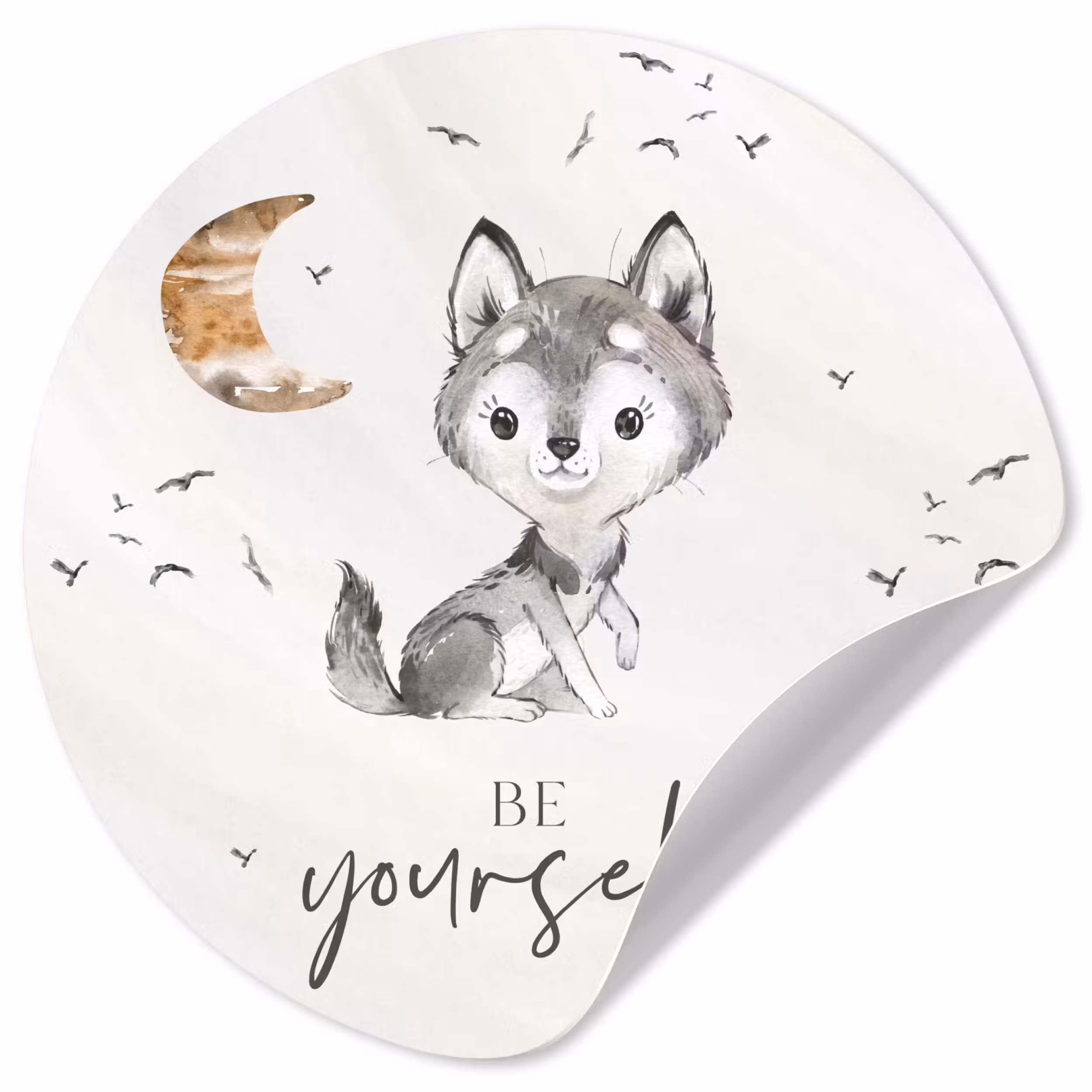 Behangcirkel - Spreuken - Wolf - Be yourself - Kinderen - Jongens - Meisjes - Waterverf