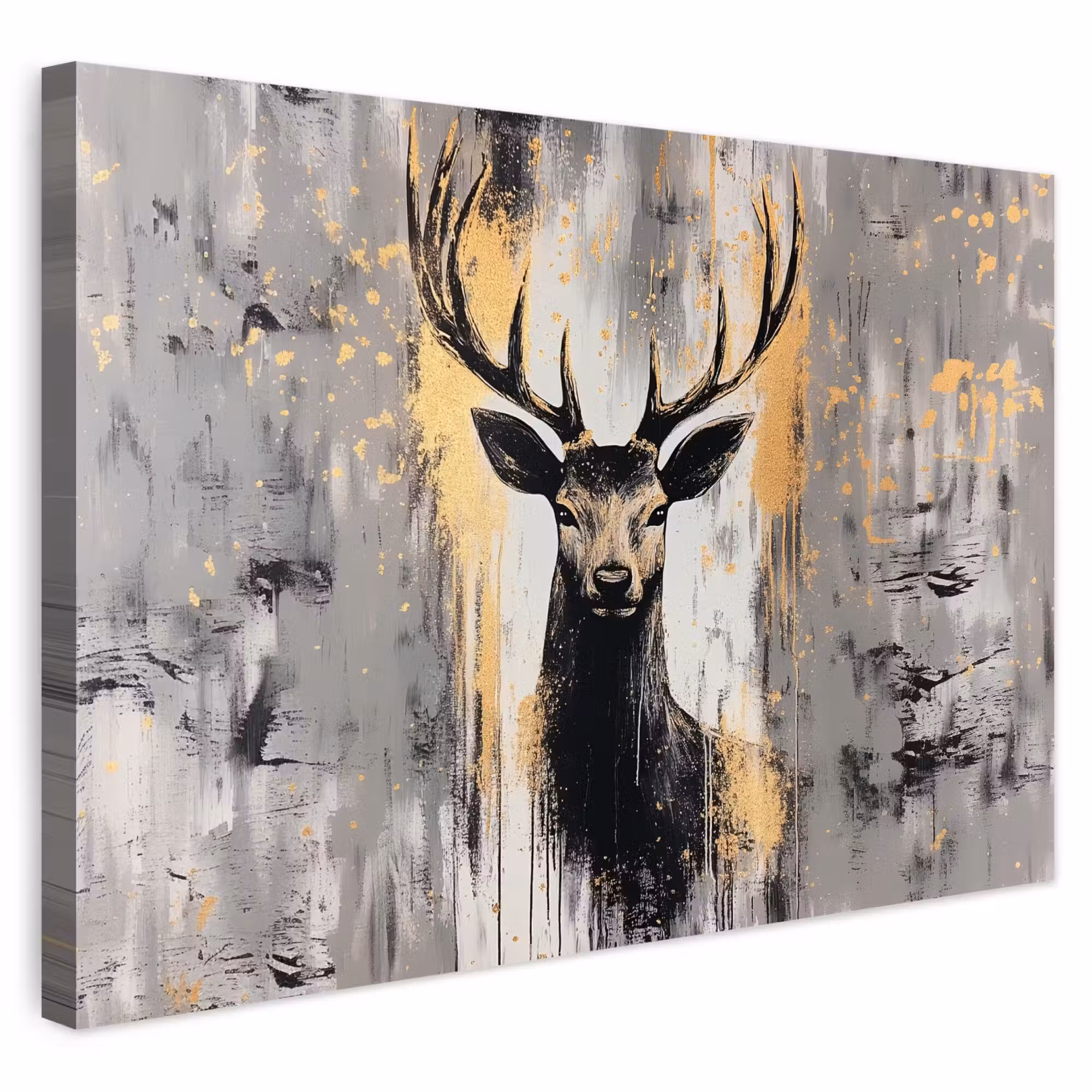Buiten canvas - Abstract - Hert - Gewei - Goud