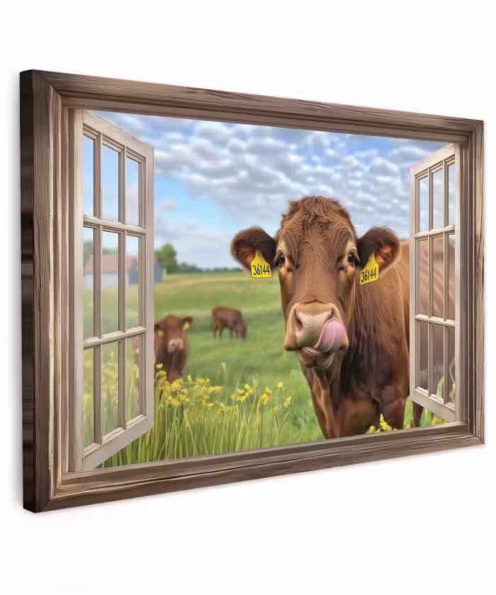 Buiten canvas - Doorkijk - Koe - Weiland - Landschap - Dieren