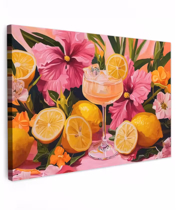 Buiten canvas - Drink - Bloemen - Yellow