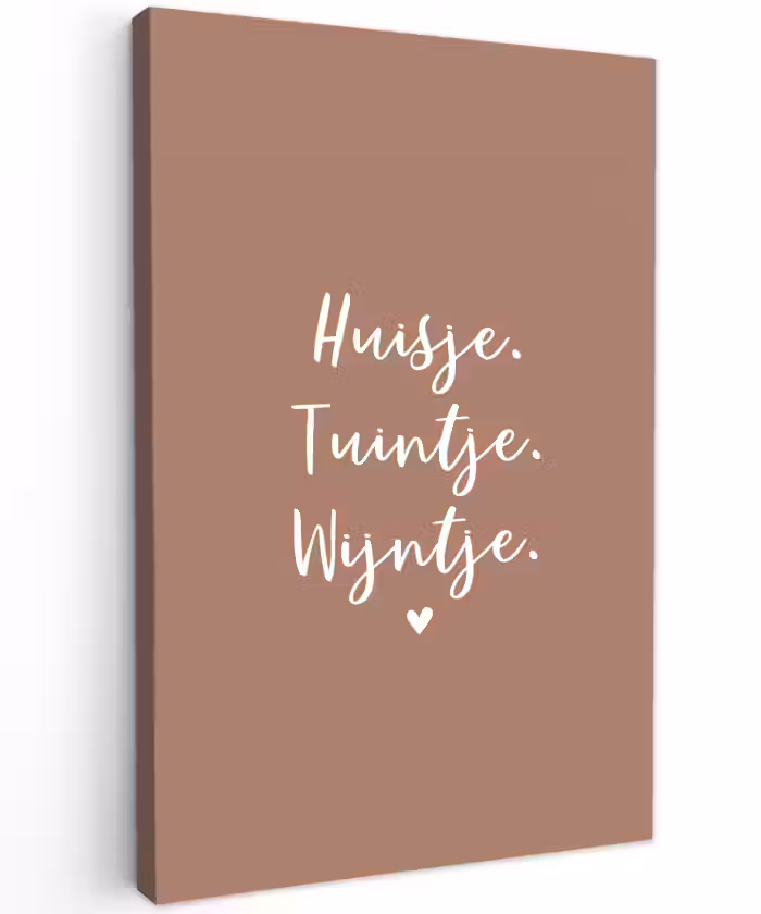 Buiten canvas - Huisje - Tuintje - Wijntje - Roze