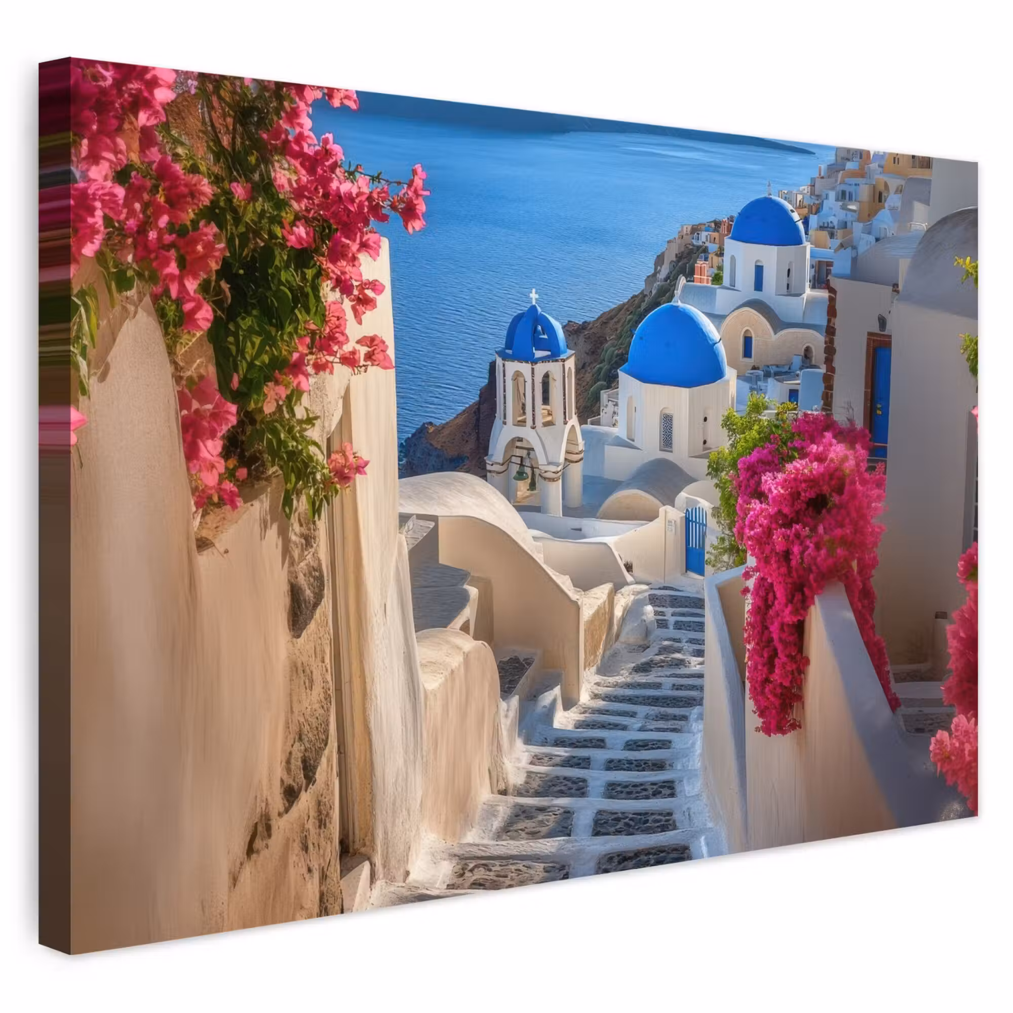 Buiten canvas - Santorini - Bloemen - Griekenland