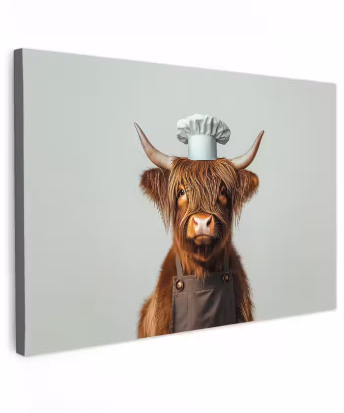 Buiten canvas - Schotse Hooglander - Bruin - Hoorns - Kokskleding
