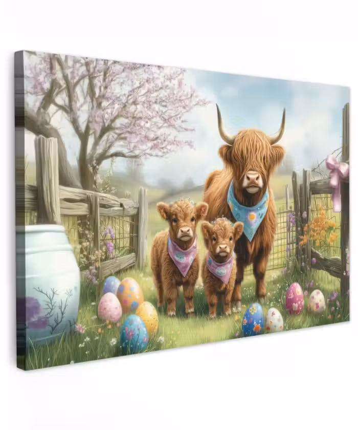 Buiten canvas - Schotsehooglanders - Paaseieren - Lente