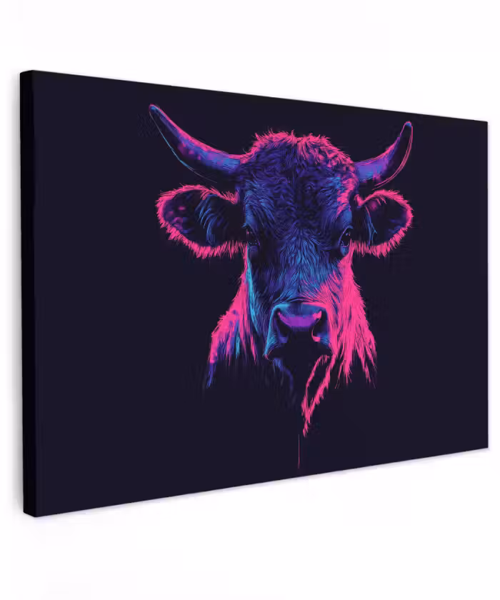 Buiten canvas - Stier - Neon - Zwart - Kleur