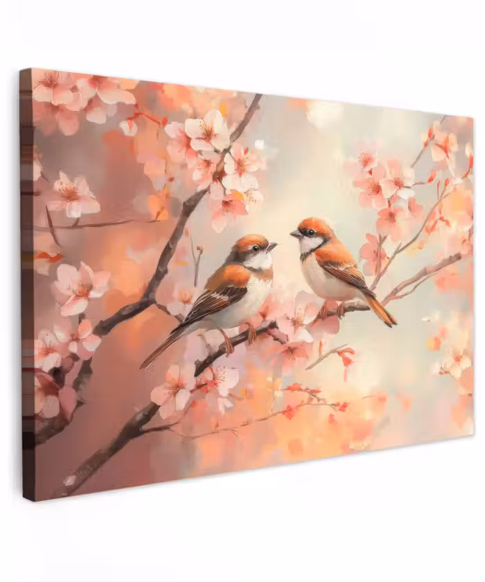 Buiten canvas - Vogels - Romantic - Bloesemtak