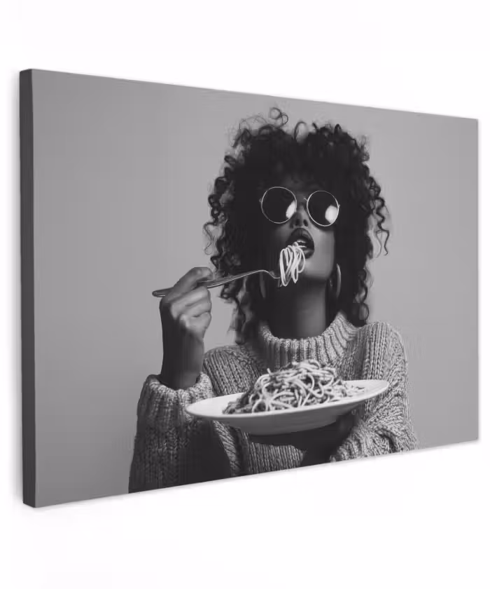 Buiten canvas - Vrouw - Pasta - Zwart - Wit