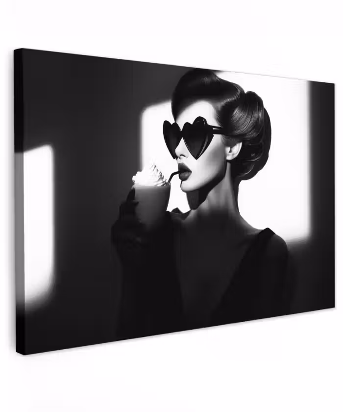 Buiten canvas - Vrouw - Zwart - Hart