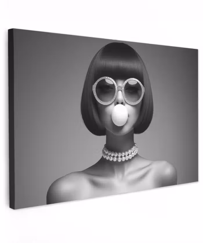 Buiten canvas - Vrouw - Zwart Wit - Ketting - Zonnebril