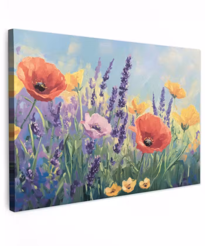 Buiten canvas - Weide - Bloemen - Kleurrijk