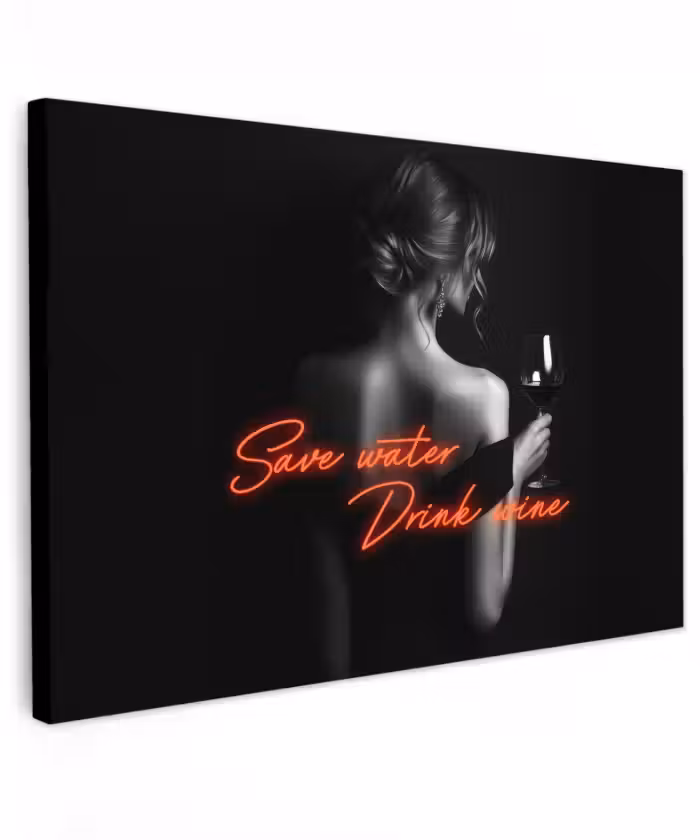 Buiten canvas - Wijn - Vrouw - Neon - Quote