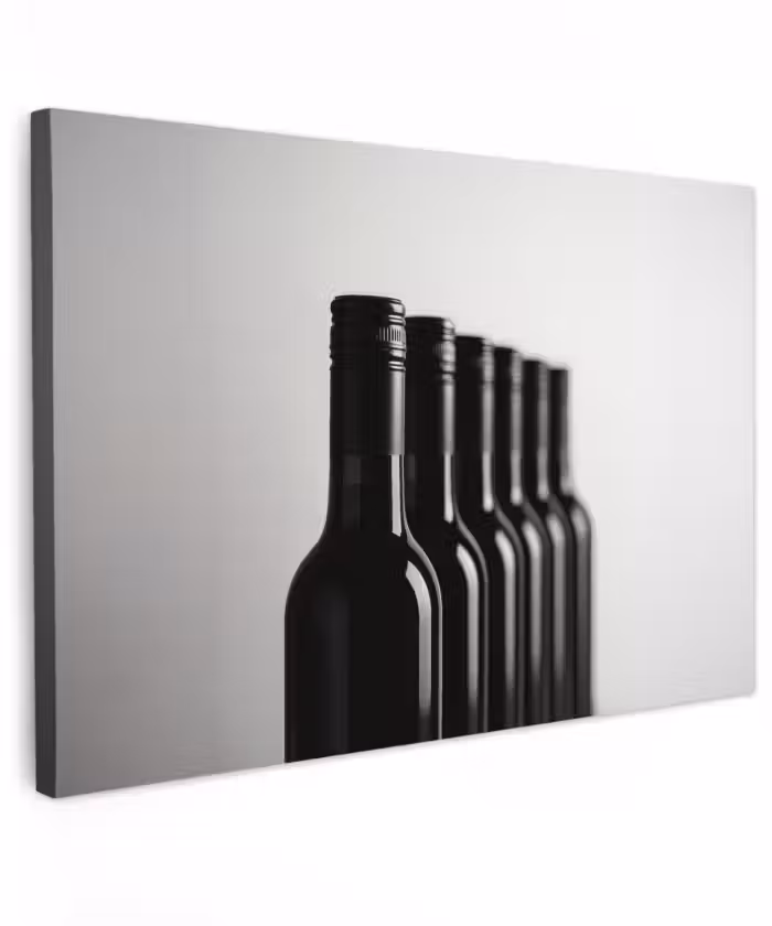 Buiten canvas - Wijnflessen - Zwart - Minimalistisch