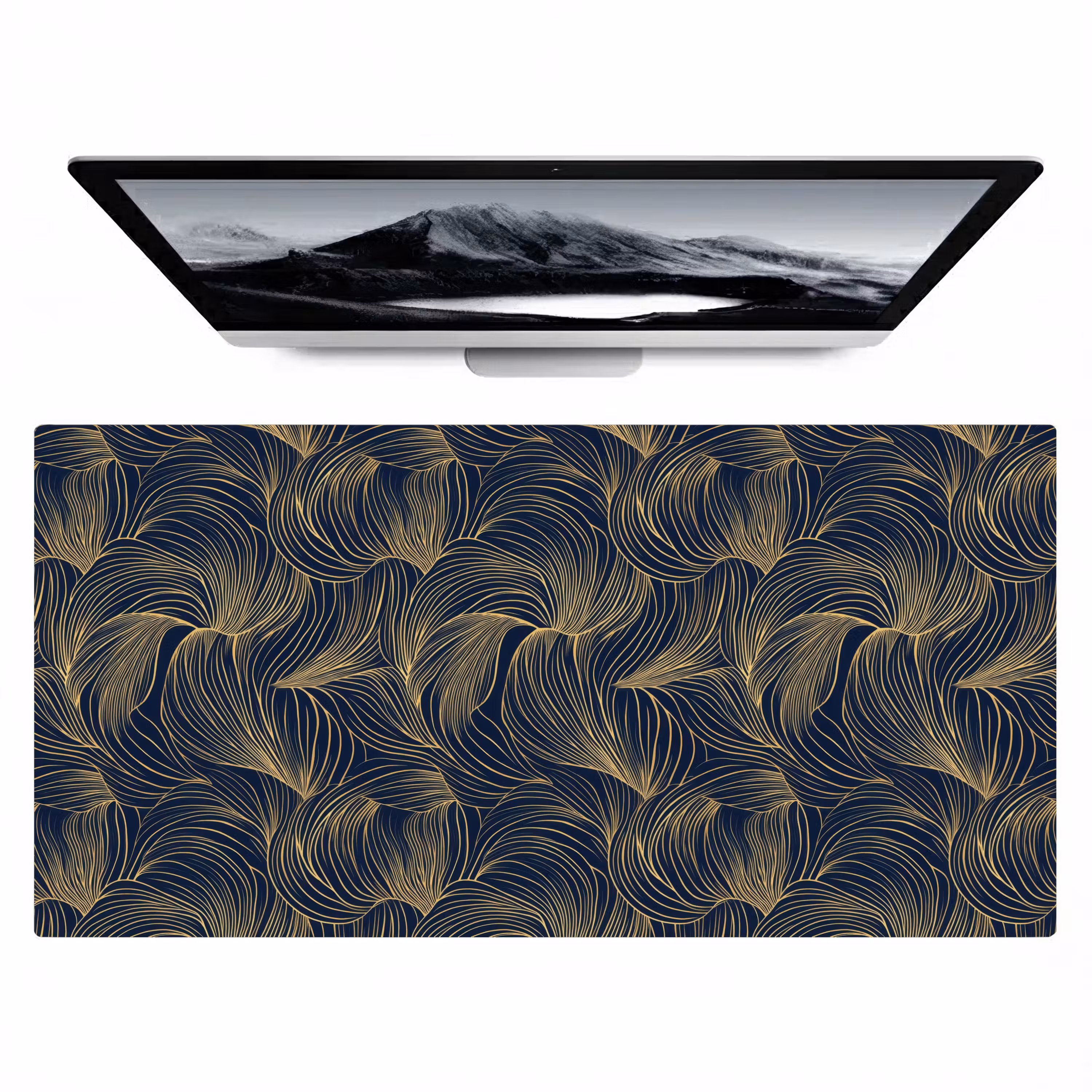 Bureau onderlegger - Abstract - Lijnen - Blauw - Goud