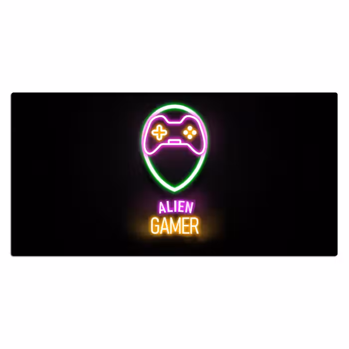 Bureau onderlegger - gaming-quotes-neon-alien-gamer-controller