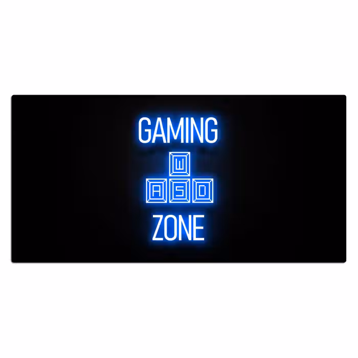 Bureau onderlegger - gaming-tekst-gaming-zone-neon-blauw
