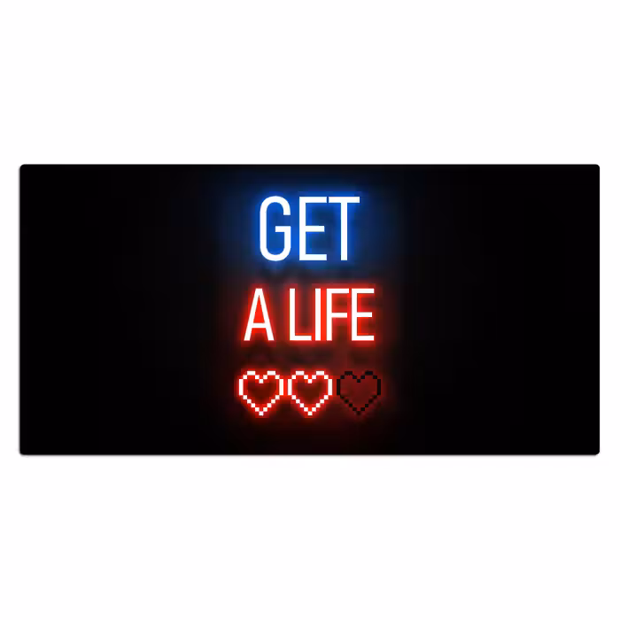 Bureau onderlegger - gaming-tekst-get-a-life-neon-zwart