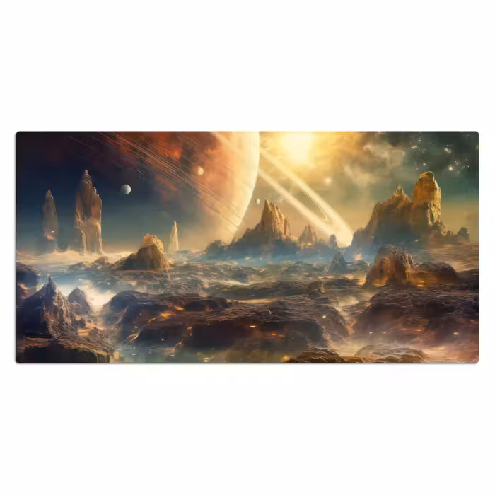 Bureau onderlegger - gebergte-planeet-ruimte-sterren