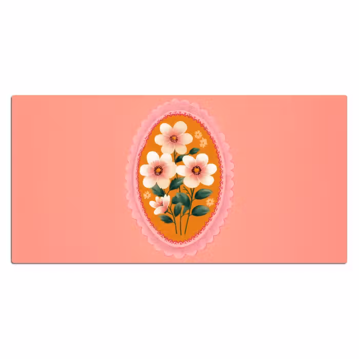 Bureau onderlegger - Illustratie - Bloemen - Rand - Roze