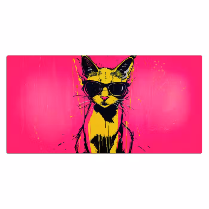 Bureau onderlegger - Kat - Art - Zonnebril - Roze