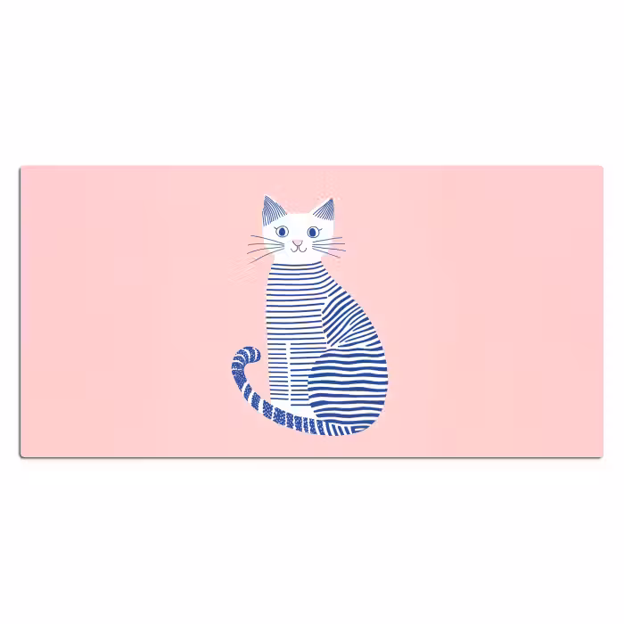 Bureau onderlegger - Kat - Illustratie - Minimalistisch - Roze