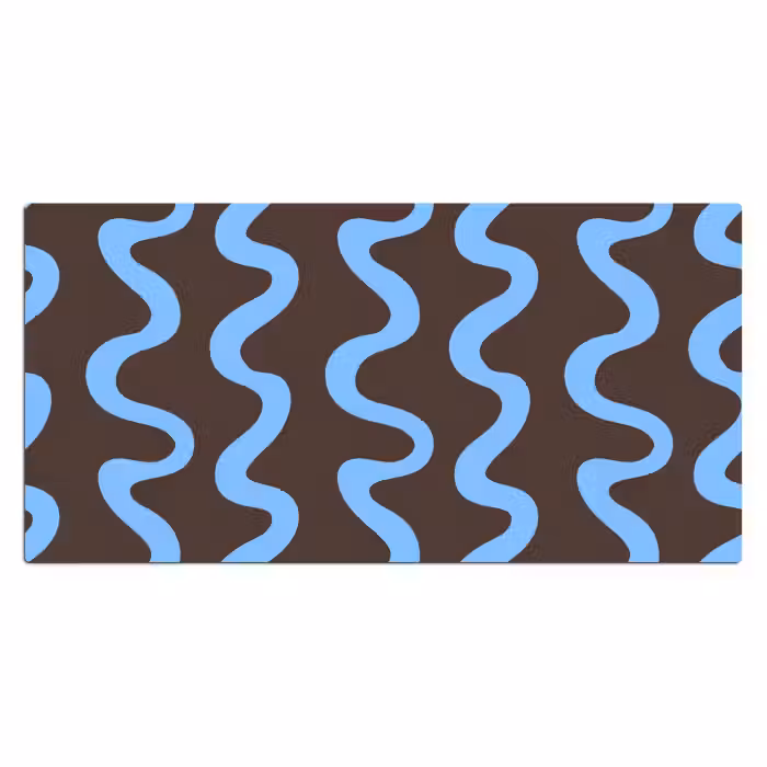Bureau onderlegger - Kronkelende lijnen - Blauw - Bruin - Minimalistisch
