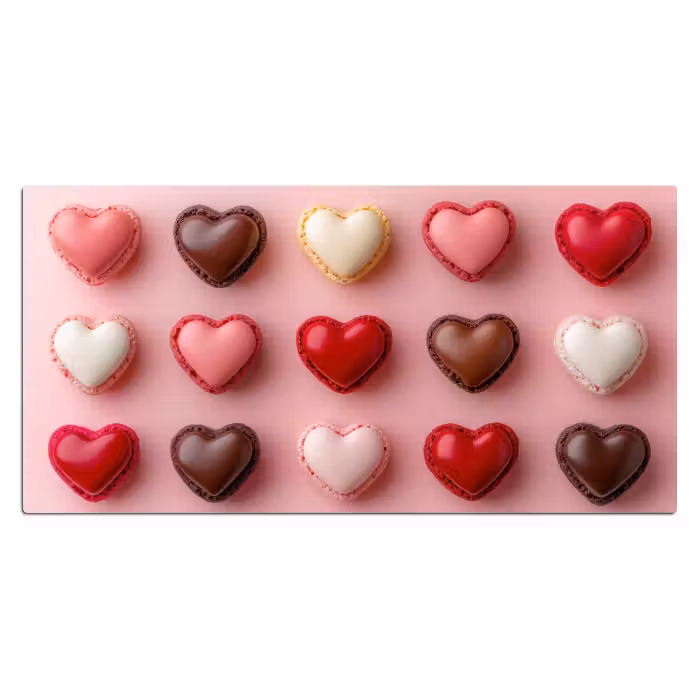 Bureau onderlegger - Macarons - Hartjes - Kleurrijk - Roze