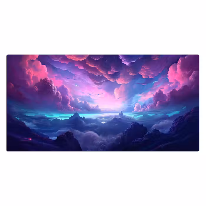 Bureau onderlegger - neon-wolken-roze-blauw-gaming
