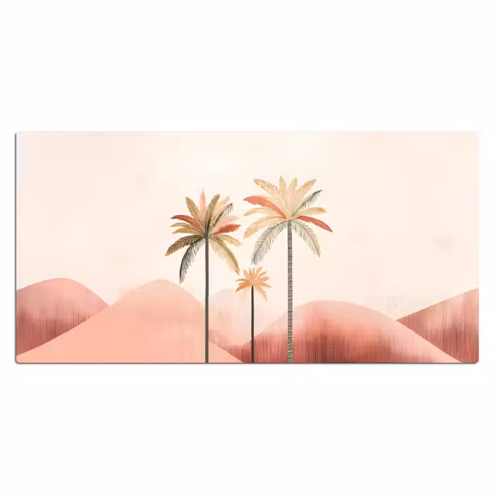 Bureau onderlegger - Palmbomen - Heuvels - Minimalistisch - Zachtroze