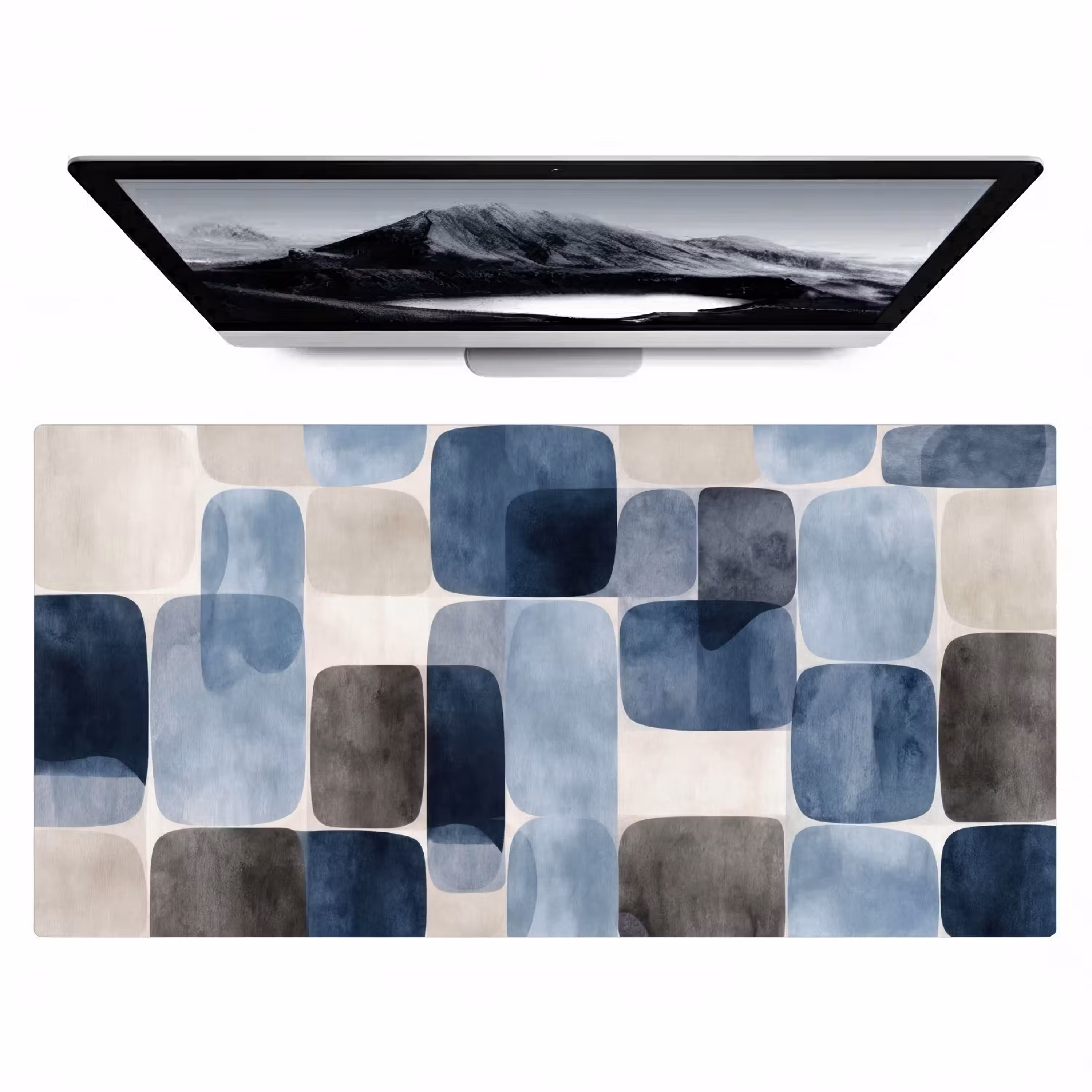 Bureau onderlegger - Patroon - Blauw - Vierkanten