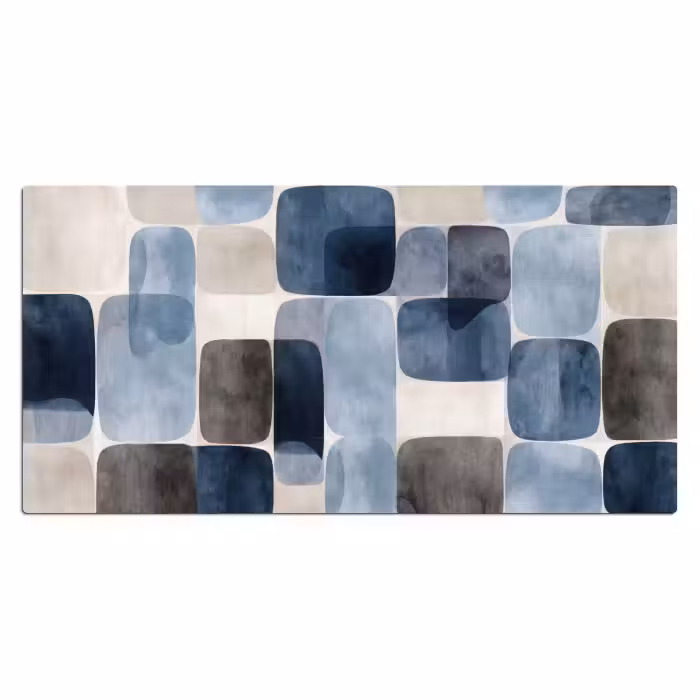 Bureau onderlegger - Patroon - Blauw - Vierkanten