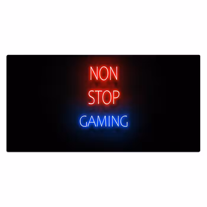 Bureau onderlegger - tekst-gaming-non-stop-gaming-neon-zwart