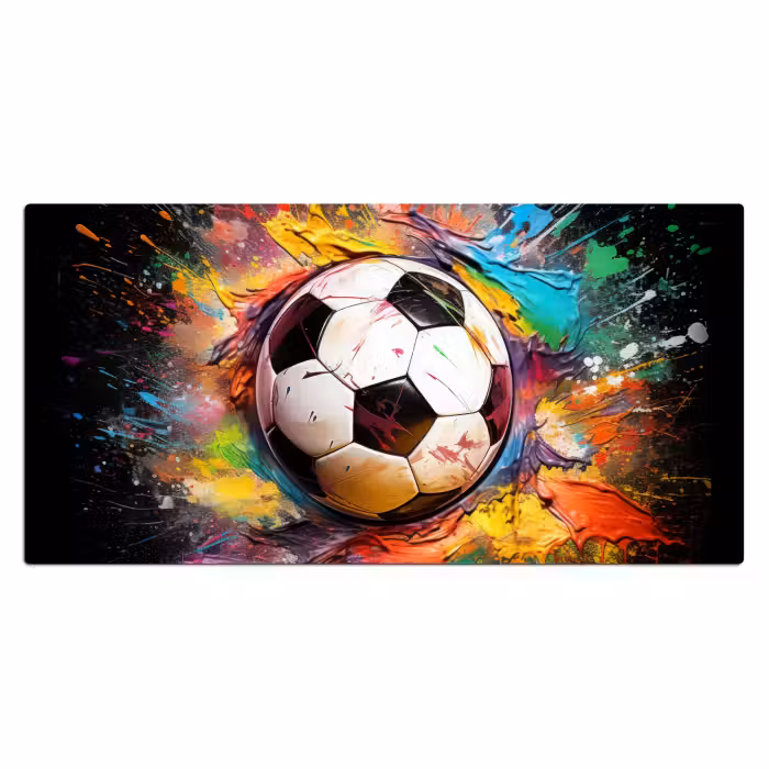 Bureau onderlegger - Voetbal - Verf - Kleuren - Zwart - Wit