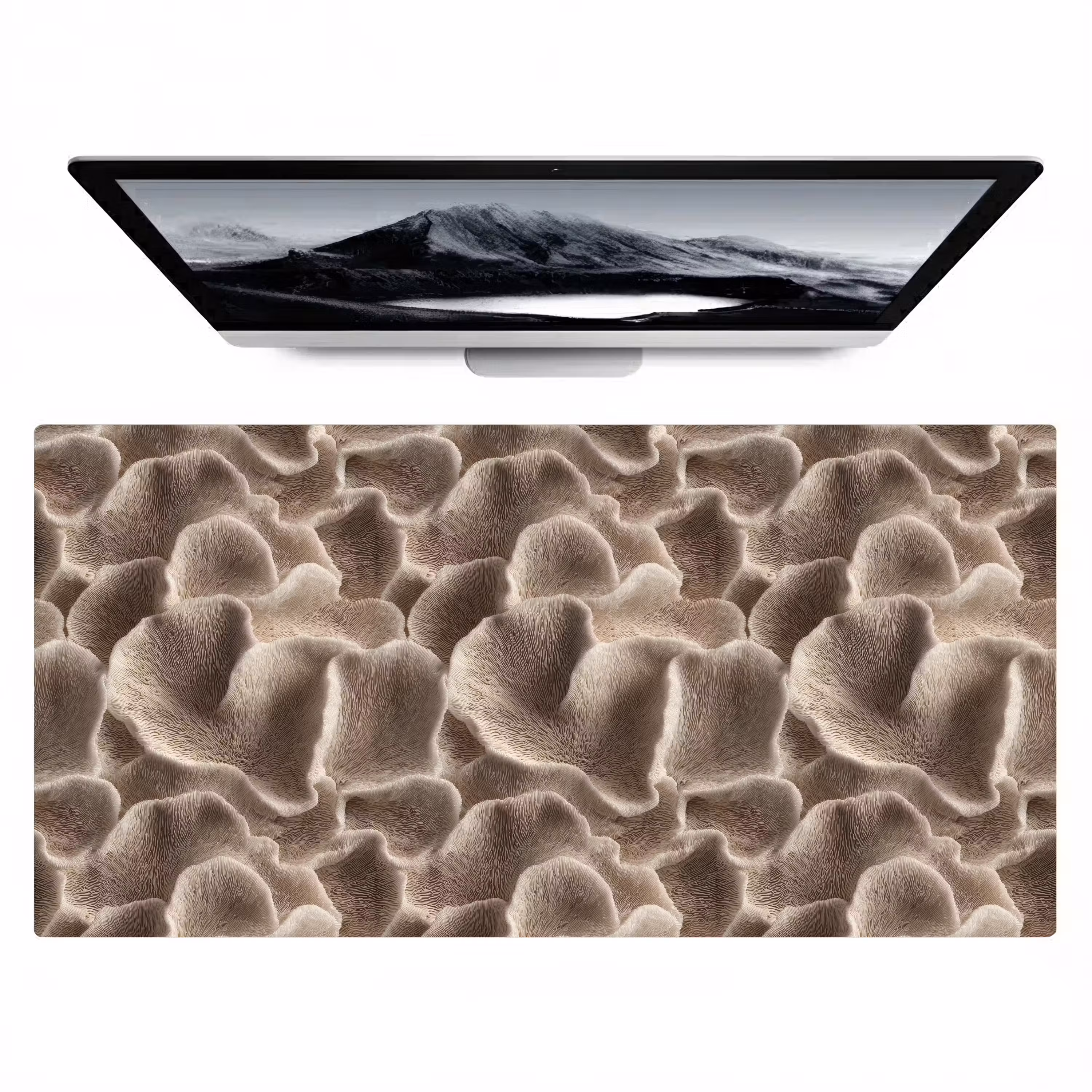 Bureau onderlegger - Waaiervorm - Beige - Vezel textuur