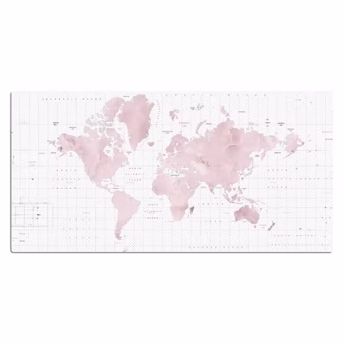 Bureau onderlegger - Wereldkaart - Roze - Marmer