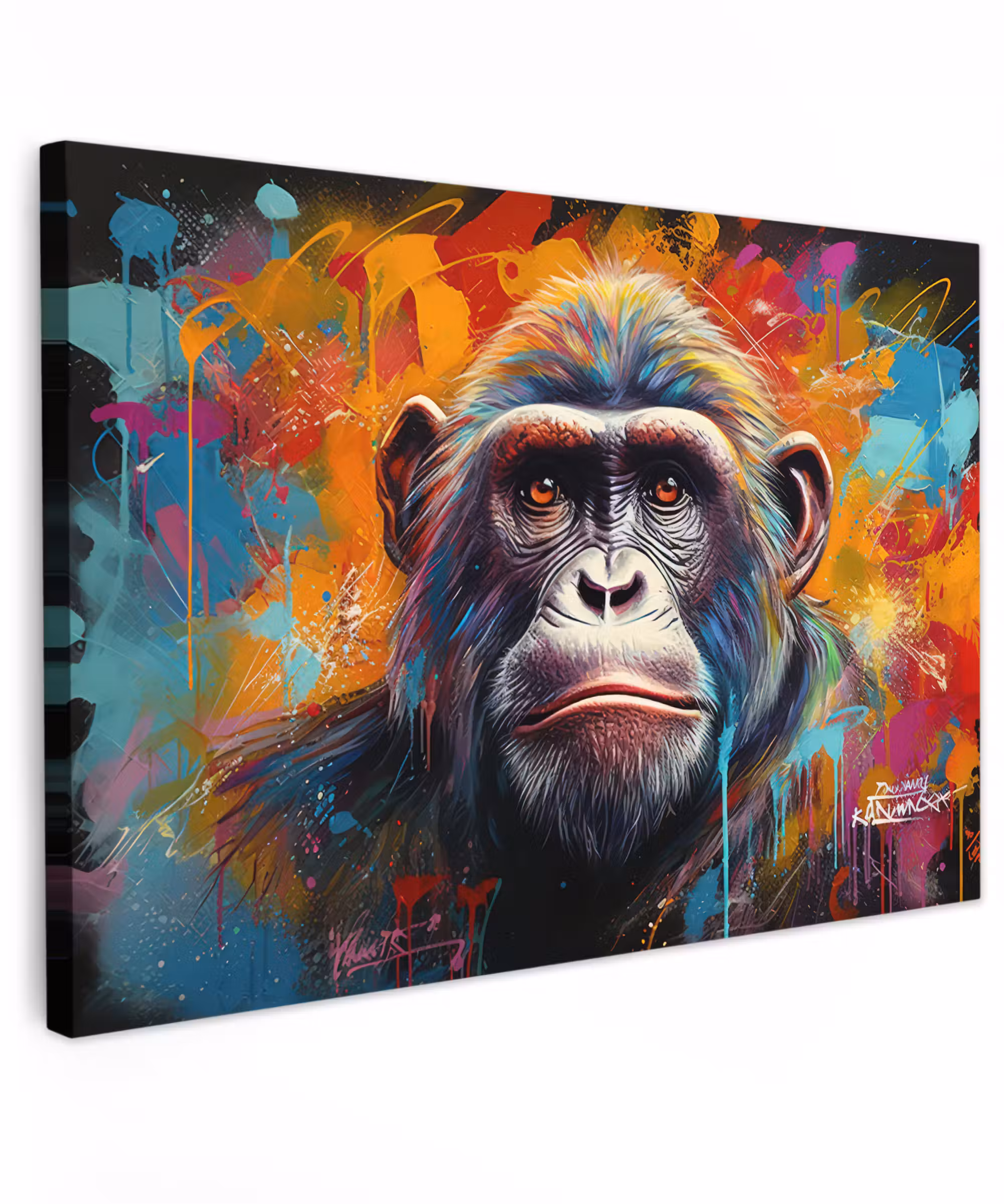 Canvas schilderij - Aap - Gorilla - Graffiti - Dieren - Kleuren