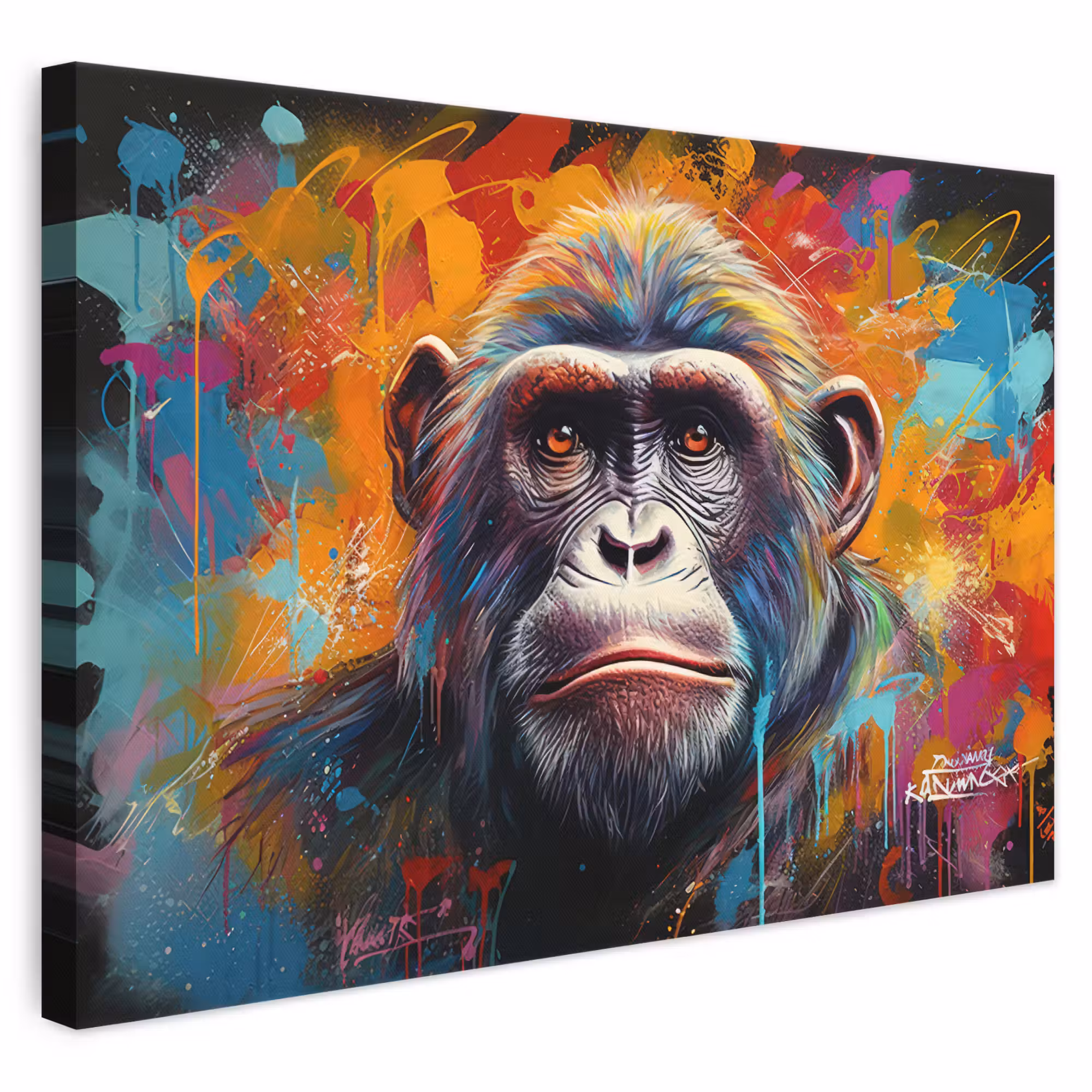 Canvas schilderij - Aap - Gorilla - Graffiti - Dieren - Kleuren