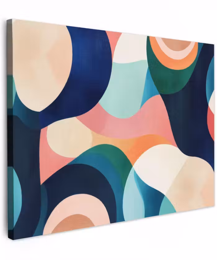 Canvas schilderij - Abstract - Blauw - Roze