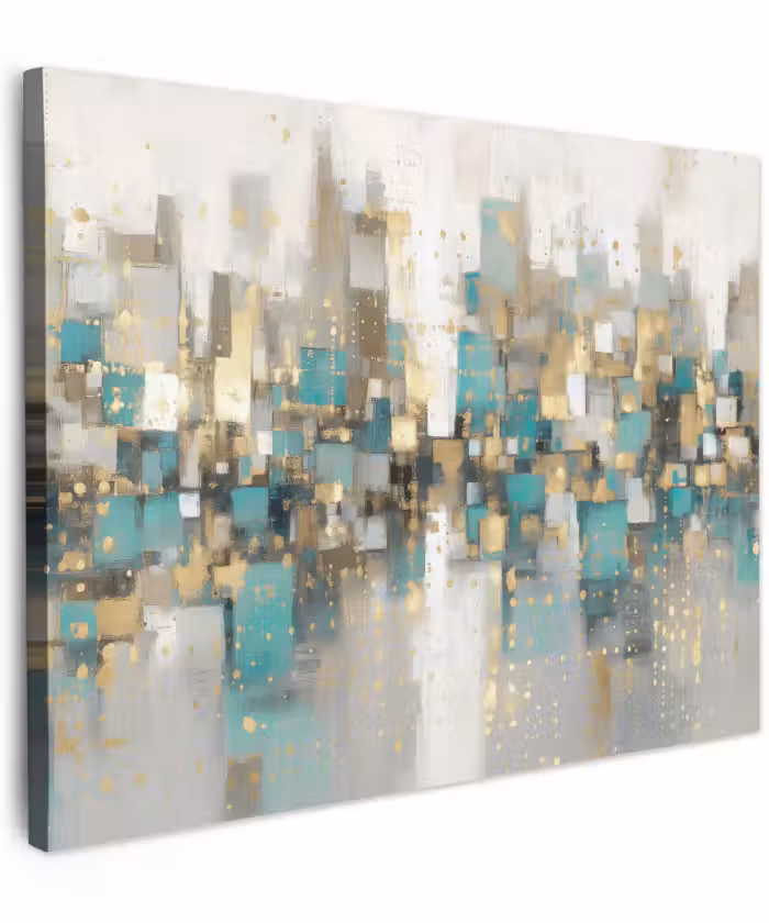Canvas schilderij - Abstract - Blokken - Goud - Skyline