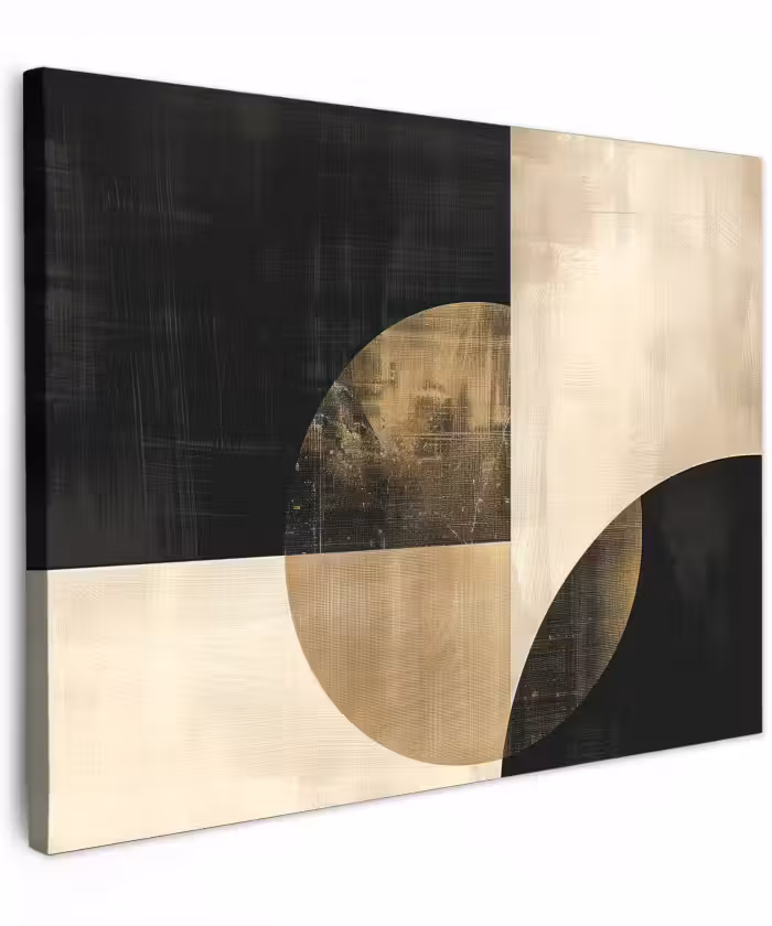 Canvas schilderij - Abstract - Cirkels - Zwart - Goud