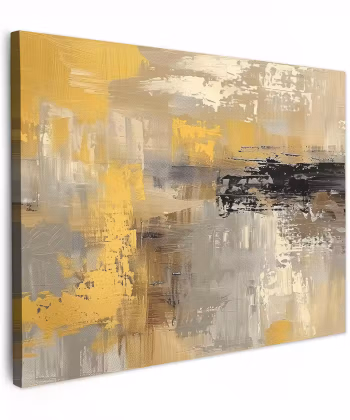 Canvas schilderij - Abstract - Geel - Modern - Beige
