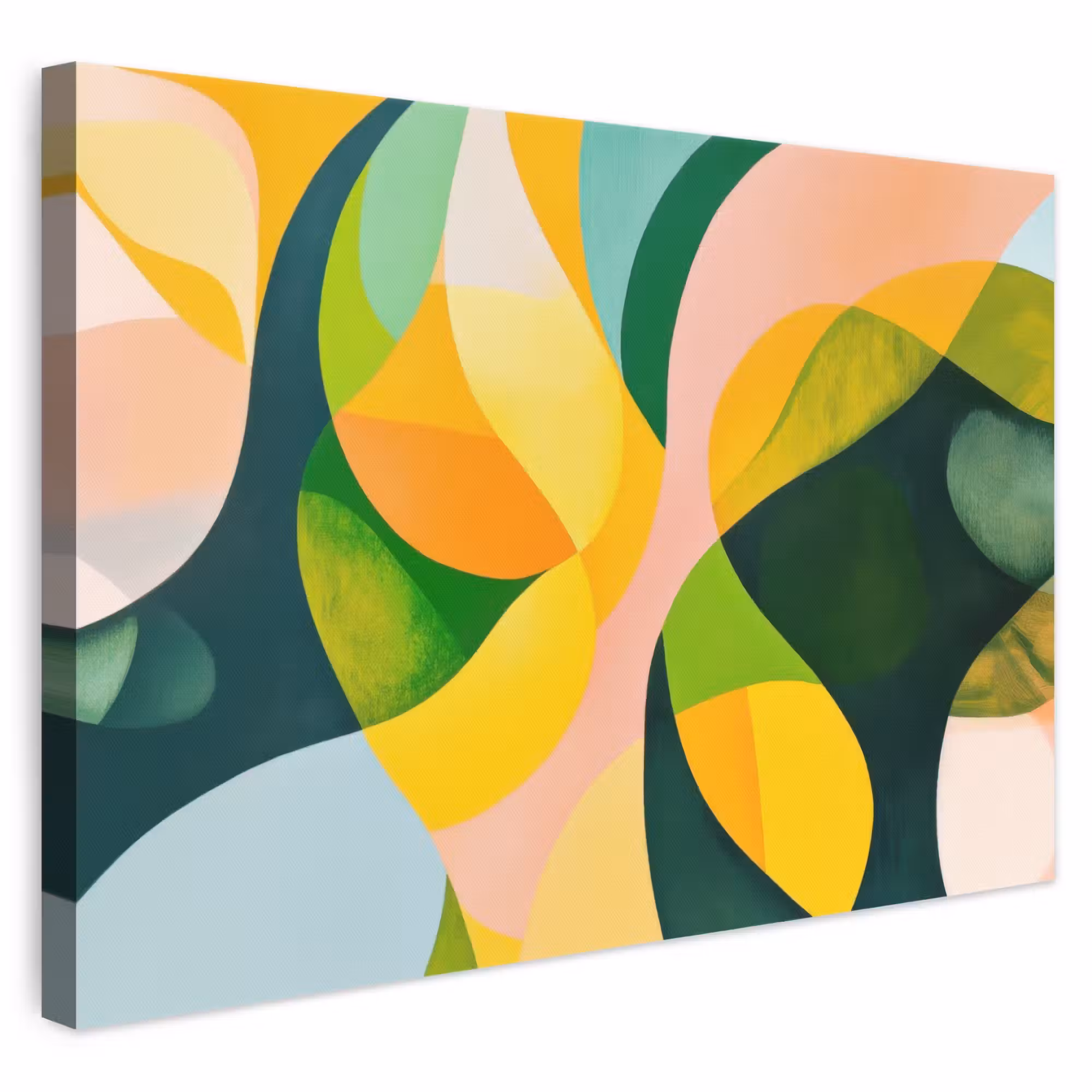 Canvas schilderij - Abstract - Geel - Roze - Groen