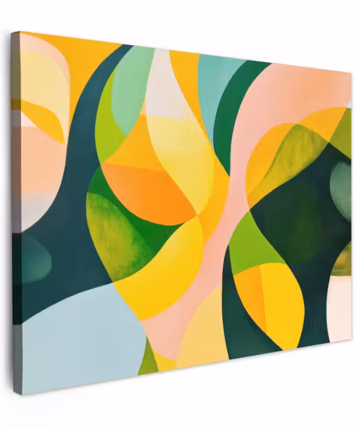Canvas schilderij - Abstract - Geel - Roze - Groen