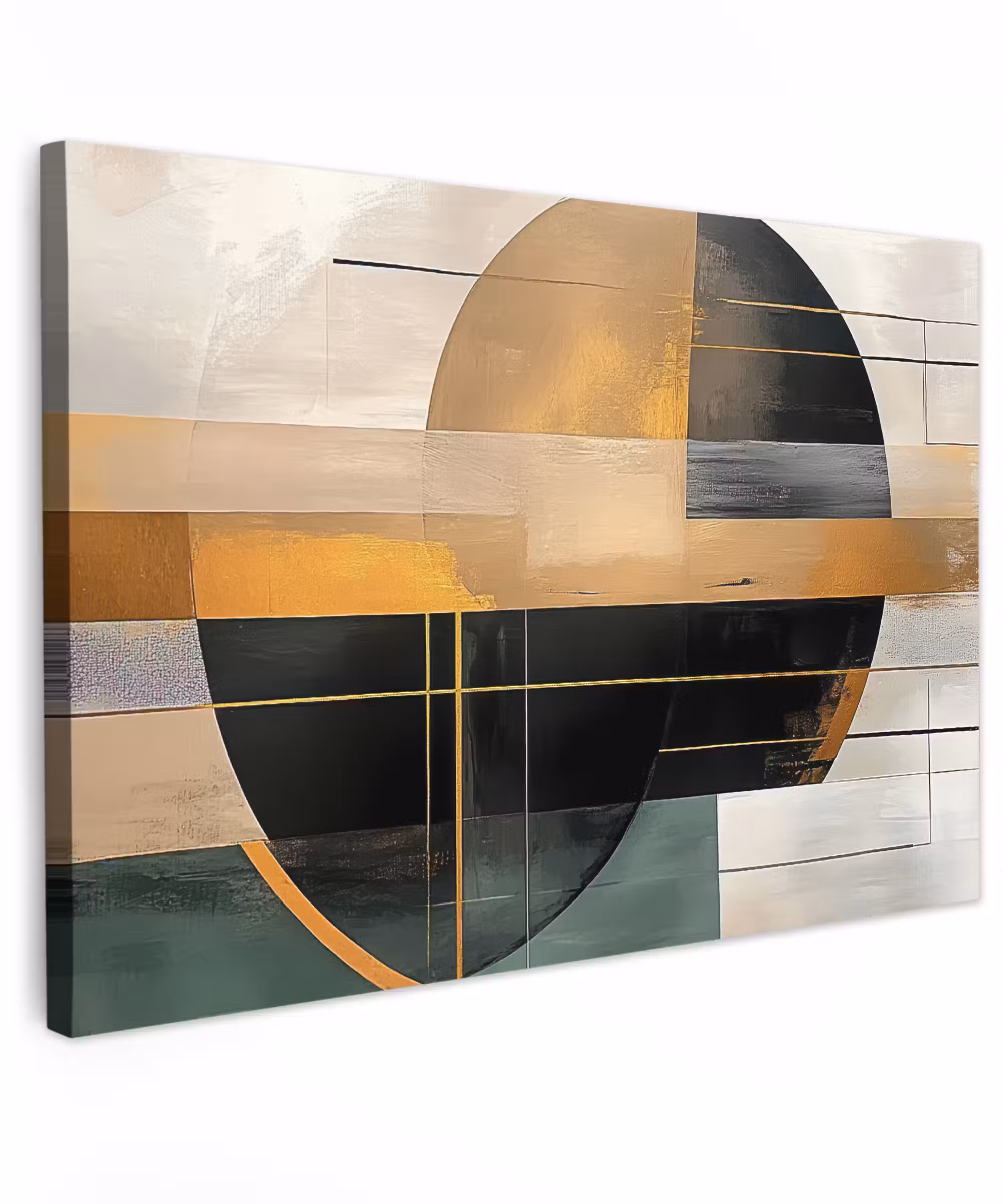 Canvas schilderij - Abstract - Goud - Brons - Groen - Vormen - Modern
