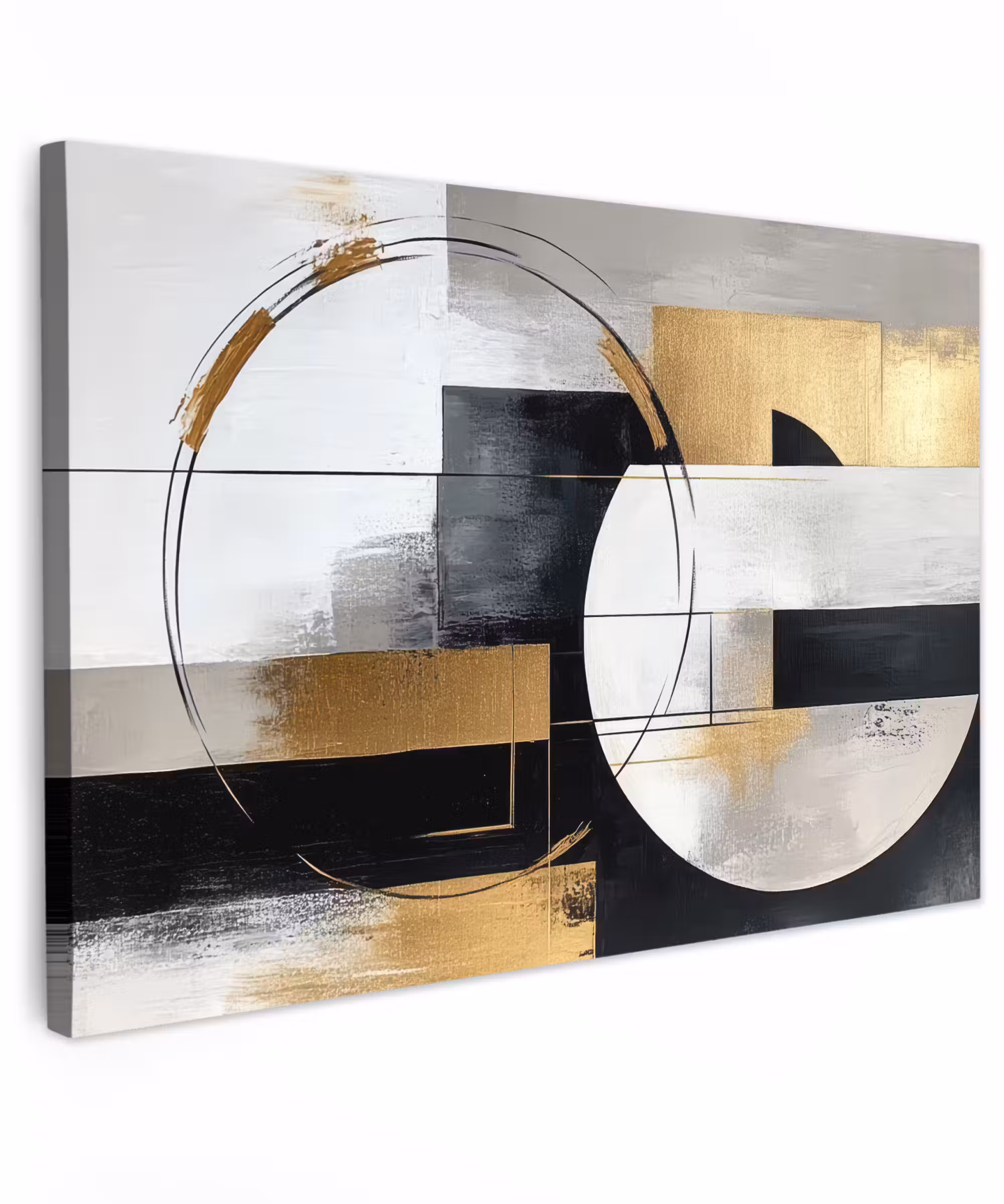 Canvas schilderij - Abstract - Goud - Zilver - Vormen - Aesthetic